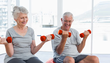 man and women exercising